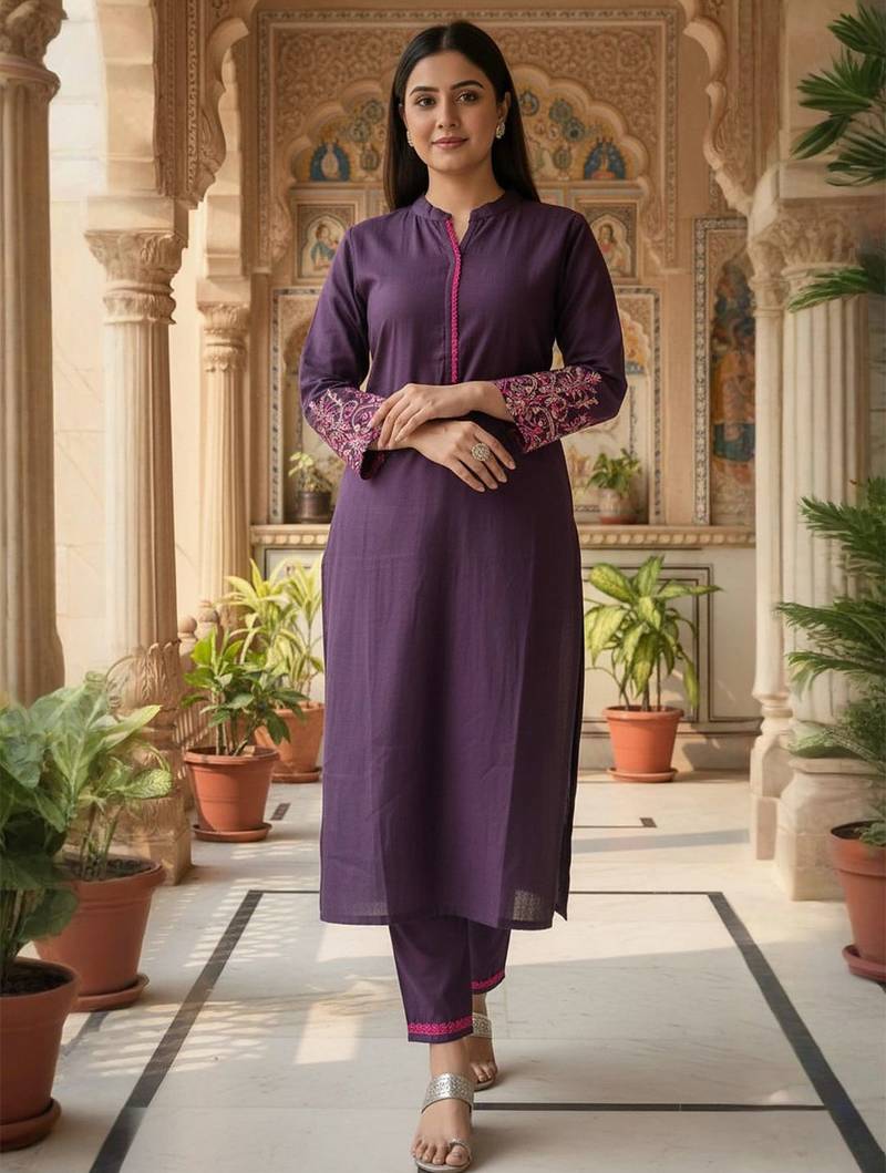 Women Ethnic Motifs Embroidered Thread Work Kurta with Trousers