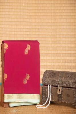 Fandango purple and mint green semi silk saree 1
