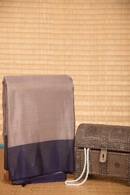 Harbor grey and blue touch silk saree with blouse 1
