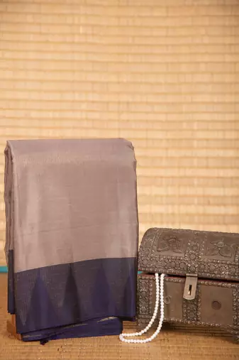 Harbor grey and blue touch silk saree with blouse