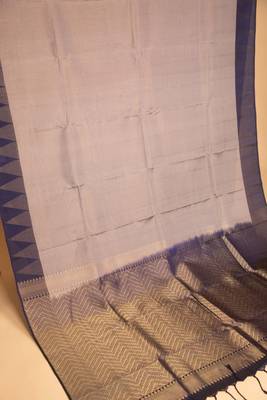 Harbor grey and blue touch silk saree with blouse 2