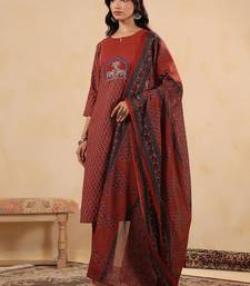 Women Ethnic Motifs Printed Cotton Kurta with Trousers & Dupatta