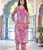 Paisley Printed Pure Cotton Straight Kurta With Trousers