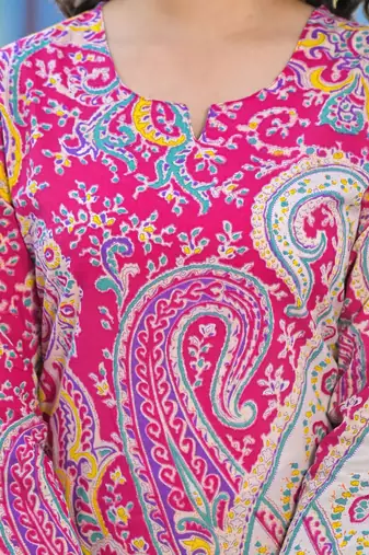 Paisley Printed Pure Cotton Straight Kurta With Trousers