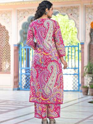 Paisley Printed Pure Cotton Straight Kurta With Trousers 5