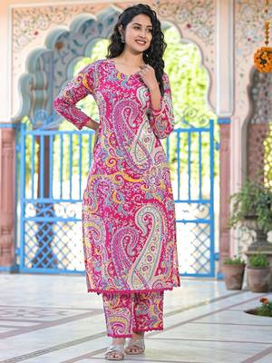 Paisley Printed Pure Cotton Straight Kurta With Trousers 6