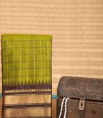 Sheen green and coffee brown touch silk saree with blouse