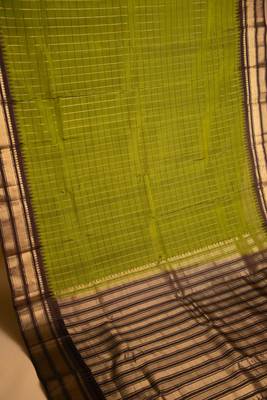 Sheen green and coffee brown touch silk saree with blouse 2