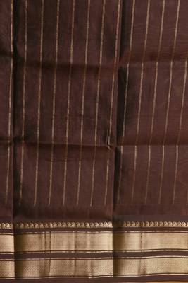 Sheen green and coffee brown touch silk saree with blouse 3