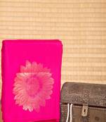 Shocking pink borderless pure touch silk saree