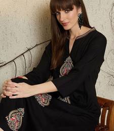 Ethnic Motifs Embroidered Mandarin Collar A-Line Thread Work Kurta With Trouser