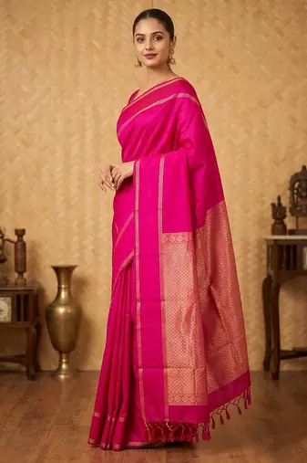 Deep pink touch silk saree with blouse