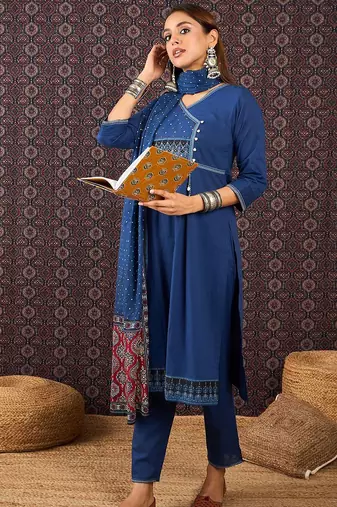 Women Ethnic Motifs Printed Pure Cotton Kurta with Trouser & Dupatta