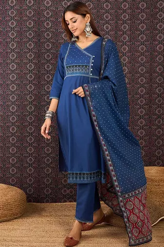 Women Ethnic Motifs Printed Pure Cotton Kurta with Trouser & Dupatta
