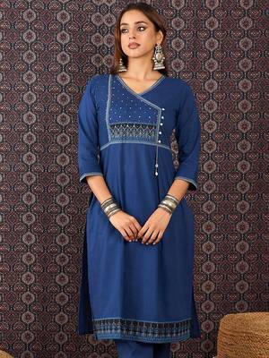 Women Ethnic Motifs Printed Pure Cotton Kurta with Trouser & Dupatta 7