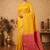 Ducky yellow and pink touch silk saree with blouse
