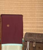 Maroon and mint green semi silk saree with blouse