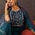Floral Embroidered Thread Work Pure Cotton Straight Kurta With Trouser & Dupatta