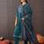 Floral Embroidered Thread Work Pure Cotton Straight Kurta With Trouser & Dupatta