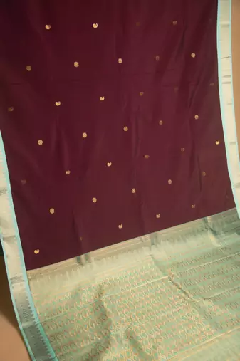 Maroon and mint green semi silk saree with blouse