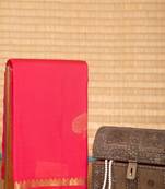 Ruby pink and turquoise pure touch silk saree