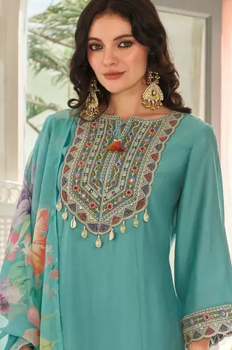 Ethnic Motifs Embroidered Regular Mirror Work Kurta With Trousers & Dupatta