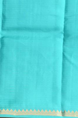 Ruby pink and turquoise pure touch silk saree 3