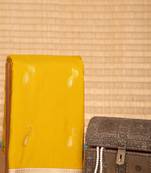 Olive yellow and cloud grey semi silk saree with blouse