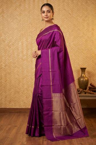 French violet touch silk saree with blouse