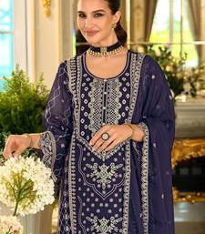 Ethnic Motifs Embroidered Sequinned Kurta with Trousers & Dupatta