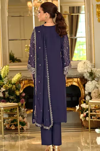 Ethnic Motifs Embroidered Sequinned Kurta with Trousers & Dupatta