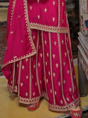 Adults-Women Woven Design Embroidered Kurta with Palazzos & Dupatta 5