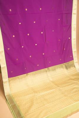 Russian violet and pastel green semi silk saree 2