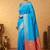 Azure blue and pink designer touch silk saree with blouse