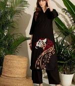 Geometric Printed V-Neck Pure Cotton Straight Kurta With Palazzos
