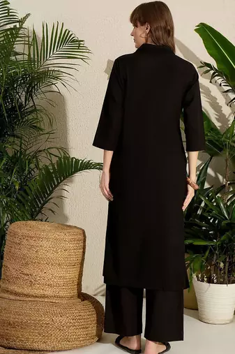 Geometric Printed V-Neck Pure Cotton Straight Kurta With Palazzos