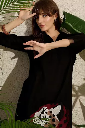 Geometric Printed V-Neck Pure Cotton Straight Kurta With Palazzos