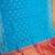 Azure blue and pink designer touch silk saree with blouse