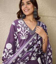 Women Ethnic Motifs Printed Mirror Work  Cotton Kurta with Trousers & Dupatta