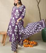 Women Ethnic Motifs Printed Mirror Work  Cotton Kurta with Trousers & Dupatta