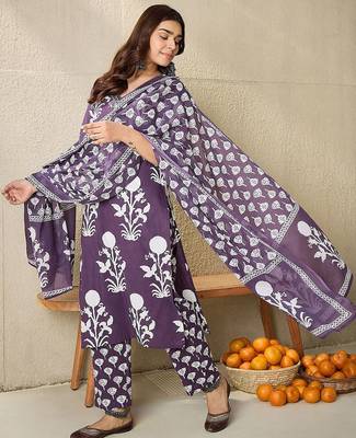 Women Ethnic Motifs Printed Mirror Work  Cotton Kurta with Trousers & Dupatta 3