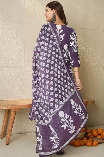 Women Ethnic Motifs Printed Mirror Work Pure Cotton Kurta with Trousers & Dupatta