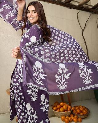 Women Ethnic Motifs Printed Mirror Work  Cotton Kurta with Trousers & Dupatta 7