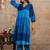 Colourblocked V-Neck A-Line Kurta With Trousers