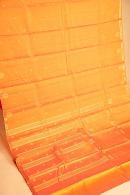 Coral orange pure touch silk saree 2