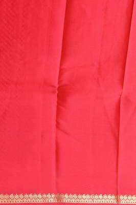 Safety orange and pink sleek border touch silk saree with blouse 3