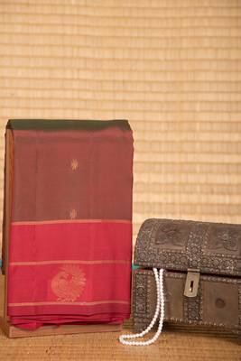 Maroon and red traditional touch silk saree with blouse 2