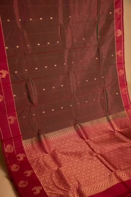 Maroon and red traditional touch silk saree with blouse 3