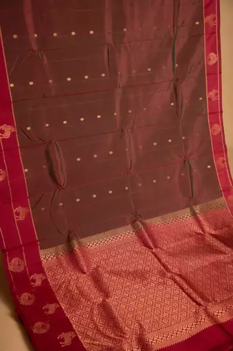 Maroon and red traditional touch silk saree with blouse