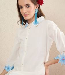 Women Solid Embroidered Cotton Kurta with Palazzos